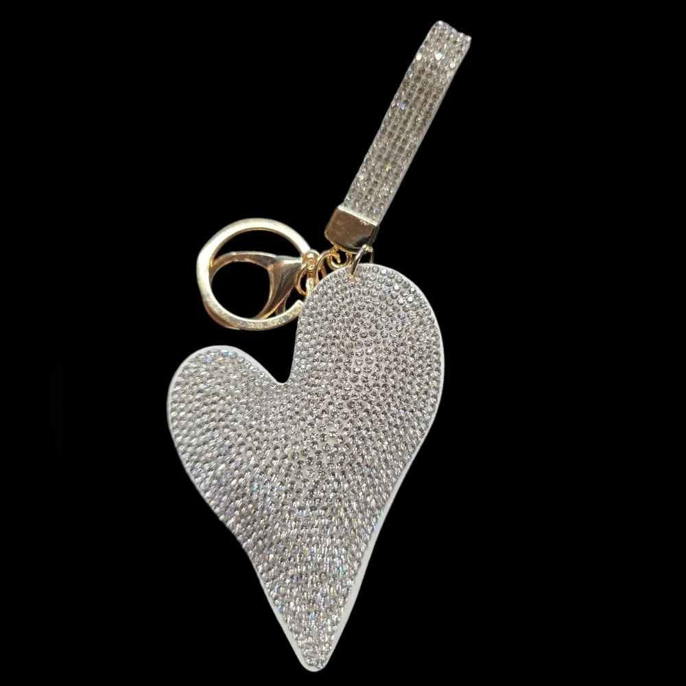 Silver Heart Bag Charm Keychain